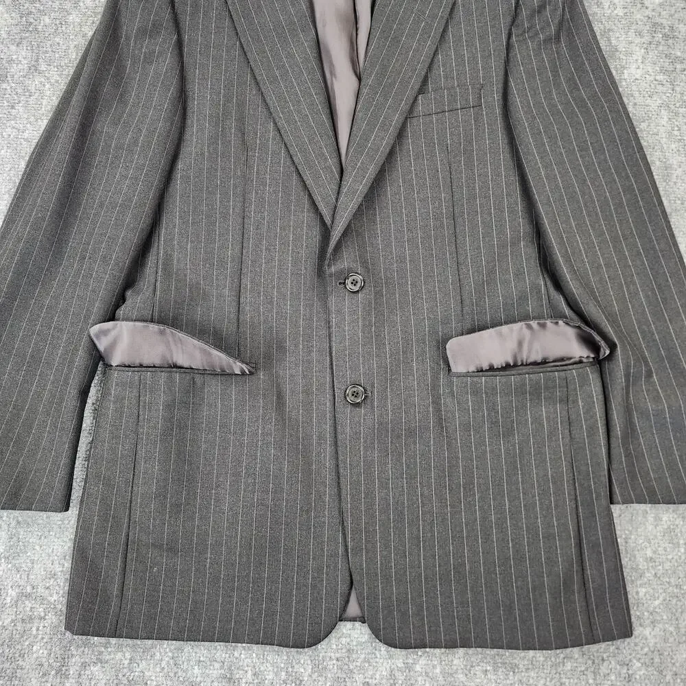 Hickey Freeman Blazer Mens 38R Gray Pinstripe Wool Sport Coat 2 Button USA Union